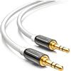 deleyCON 2m Cavo Jack 3,5mm AUX Cavo Audio Stereo Spinotto Jack Dritto per PC Laptop Cellulare Smartphone Tablet Auto Ricevitore HiFi - Bianco