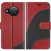 BoxTii Cover per Nokia X20 / Nokia X10, Custodia in PU Pelle Portafoglio per Nokia X20 / Nokia X10, Magnetica Cover a Libro con Slot per Schede, Rosso