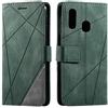 SONWO Cover per Galaxy A20E, Flip Caso in PU Pelle Case Cover Portafoglio Custodia per Samsung Galaxy A20E, [Kickstand] [Slot per Schede], Verde