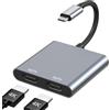 Luonanava Adattatore USB C a Dual HDMI 4K@60Hz, Adattatore Doppio Monitor Type-C, Splitter Hdmi per Doppio Monitor, Adattatore USB C HDMI per MacBook Pro/Air, iPad Pro/Air, Samsung Galaxy, Surface, Dell