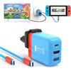 TreasLin Docking Station da 65 W per Nintendo Switch OLED/Steam Deck, Mini GaN Alimentatore a 3 Porte (USB C USB A 4K/HD), Portatile, Compatibile Con Switch/Steam Deck/Rog