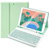 SOPPY Custodia Italiana Tastiera per iPad 9a/ 8a/ 7a Generazione/iPad Pro/Air 3a 10.5", Wireless Tastiera Staccabile, con Slot per Penna Stilo, Layout Italian - Verde Scuro