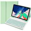 SOPPY Custodia con Tastiera per iPad Air 11 pollici (M3 2025 / M2 2024) e Air 4a/5a Gene e iPad Pro 11 pollici (1a/2a/3a/4a), Cover con Tastiera Staccabile, con Slot per Penna Stilo, Verde