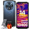 DOOGEE Fire 6 Termocamera Smartphone Rugged 16(6+10) GB RAM + 256GB ROM, 10400 mAh 6.56" HD Smartphone 50MP Android 14 Telefono Indistruttibile, Triplo Slot Schede, IP68/IP69K/OTG/GPS Blu