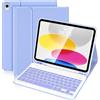 SOPPY Custodia con Tastiera Bluetooth per iPad 11a Generazione (A16) 11 Pollici 2025, 10a Gene 10,9 Pollici 2022, cover Protettiva Staccabile, con Slot per Penna Stilo, Layout Italiano,Viola