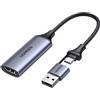 UGREEN Scheda di Acquisizione Video HDMI 4K60Hz Ingresso USB C 1080P 30FPS Registrazione HD Streaming Videogiochi OBS Compatibile con MacBook iPad Pro PC Switch PS5 Xbox Camera
