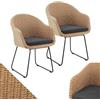 Juskys set da quattro sedie moderne Cody in vimini rattan con cuscino - Per interni ed esterni - Caricabili fino a 100 kg - Look naturale