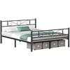 VASAGLE Struttura Letto Matrimoniale, Letto a Doghe in Metallo per Materassi di 160 x 190 cm, per Stanza di Ospiti, Montaggio Facile, per Spazi Piccoli, Nero Inchiostro RMB069B01