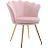 HOMCOM Poltrona Imbottita a Conchiglia in Velluto, Poltroncina Vintage con Gambe Dorate, Sedia da Trucco per Camera e Salotto, Rosa