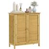 HOMCOM Mobile Credenza in Rattan e Bambù con Mensola Interna, Armadietto 2 Ante Stile Boho, 60x27x67.5 cm, Colore Naturale