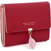 Charltu Portafoglio Donna Portamonete Squisita in Pelle PU, 6 Scomparti per Carte con 1 Finestra di Identificazione 1 Sezione di Fattura e 1 Tasca con Cerniera, Rosso