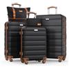 Ystyle Set 5 Valigie da Viaggio (57/67/77cm) Rigide Valigia in ABS Trolley con 4 Ruote Easy Roll & TSA lucchetto, Borsone da Viaggio Espandibile Palestra, Borsa da Toilette, Nero Marrone