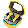 QQY Auricolari Bluetooth senza fili, Auricolare N35 Gaming Wireless a bassa latenza 5.2 Cuffie Binaurali In-Ear Cool Game Cuffie Stereo (Giallo)