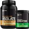 Optimum Nutrition 100% Gold Standard Isolate Proteine Whey in Polvere con BCAA Vaniglia 930g 31 Porzioni + Micronised Creatine Monohydrate per la Performance Non Aromatizzato 317g 93 Porzioni