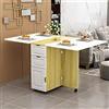 BAKAJI Tavolo da Pranzo Tavolino Pieghevole Mobile Cucina con Scaffali Armadietto Salvaspazio Portaoggetti con Ante Ripiani Ruote Scrivania Multiuso in Legno MDF Design Moderno Arredamento