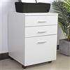 BAKAJI Cassettiera Mobile Scrivania Mobiletto Porta Stampante in Legno MDF con 3 Cassetti e 4 Ruote Girevoli Design Moderno Arredamento Casa Ufficio Dimensione 46,5 x 45 x 64 cm (Bianco)