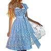 Generic Dirndl - Abito tradizionale bavarese da donna, colore blu, con camicetta tradizionale Dirndl, grembiule in pizzo, 3 pezzi, elegante, stile bavarese, classico, per Oktoberfest, Blu, L