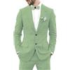 Leader of the Beauty 2 pezzi abiti da uomo in lino abito a due bottoni smoking a punta risvolto slim fit abito testimoni dello sposo abbigliamento casual, Verde salvia, 48
