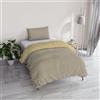 Italian Bed Linen Copripiumino Singolo, Tinta Unita Double Face, Parure Copripiumino VERA, con Sacco Piumone 150x200cm + federa 50x80cm TORTORA/PANNA