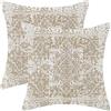 AEIOAE Set di 2 federe per cuscini in stile bohémien, 45 x 45 cm, motivo tappeto marrone, beige, bianco, design etnico, decorativo, per esterni, quadrate, in lino, per casa, divano, letto