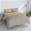 Italian Bed Linen Copripiumino Matrimoniale, Tinta Unita Double Face, Parure Copripiumino VERA, con Sacco Piumone 250x200cm + coppia federe 50x80cm GRIGIO CHIARO/PANNA