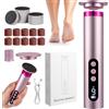 Coopache Rimozione calli elettrico 2 in 1, ricaricabile per rimuovere i calli del piede, 9 livelli regolabili con lime intercambiabili, set di pedicure per talloni screpolati, pelle dura