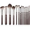 Jessup Pennelli trucco Pennelli Make Up 15Pz Set di pennelli trucco professionale Fondotinta polvere Definizione Sfumatura Linea Shimmer Brown T498