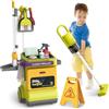 JONRRYIN Set di Pulizia per Bambini, Carrello di Pulizia Bambini con Scopa, Aspirapolvere per Bambini con Funzione di Aspirazione Giocattolo per Bambini 3 4 5 Anni (Giallo)