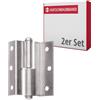 Gedotec 2 pezzi Cerniera per porta della stanza a gomito per porte, DIN sinistra | H1919 | Scanalatura D 7,5 mm, Lunghezza 50 mm, in acciaio nichelato opaco, nastro angolare da avvitare