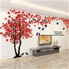 guangmu Albero Adesivo da Parete, Alberi e Uccelli 3D Adesivi Murali Arts Wall Sticker Decorativi per TV Par, Camera da Letto, Sala, Ufficio (Rosso Sinistra,S-200 * 100cm)