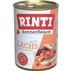 RINTI - Carne d'intenditore | Alimento umido con 70% di carne per cani adulti - Cibo completo senza cereali in scatola senza soia, coloranti e conservanti | 12 x 400 g di salmone