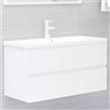 Gecheer Mobile da Bagno,Sospeso,Pensile,a Muro,Moderno,senza Rubinetto e Scarico,con Lavabo Lavandino Integrato,in Legno Multistrato,Bianco Lucido 90x38,5x45 cm
