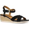 Geox D Ischia Corda B, Sandalo con Zeppa Donna, Black, 38.5 EU