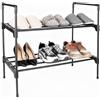 YHNDECO Scarpiera a 2 livelli, portascarpe in metallo, sottile, impilabile, organizer per scarpe per corridoio, soggiorno, camera da letto, ingresso (nero)