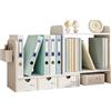 NUODWELL Libreria da scrivania espandibile con 3 cassetti, libreria da appoggio, organizer per casa e ufficio (bianco)