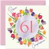 Stuff4 61° Biglietto Auguri Compleanno Donne - Acquerello Tulipani Fiori Mazzo - Cartoline di Buon Compleanno 61 Anni Donna Mamma Nonna Zia 145mm Sessantuno Sessantunesimo Compleanno