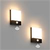 Klighten 2 Pezzi 24W LED Applique Sensore Movimento esterno Nero 3000K | Lampade da esterno con sensore di movimento 1500 lumen, IP65 Lampada da parete in alluminio+PC, Applique da esterno terrazzo