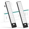 LQWELL® 36 LEDs Luce per armadietto con sensore di movimento wireless Luce da 22,5 cm 1500 mAh Ricaricabile Luce dimmerabile per armadio per cucina Armadio Libreria Camera da letto (Nero, 2 Pezzi)