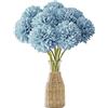 JOZMMZEOOA Fiori di Ortensia Artificiale 12 Pz Ortensie Finte Realistiche 28cm Fiori Palla Crisantemo di Seta Finti Ortensie Stabilizzate Artificiali Bouquet Decorativi per Bouquet Nozze (Blu)