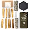BESOULS Edizione Premium Ritual di Pulizia Energetica: 8 palo santo purificazione negativita, 2 salvia bianca sciamanica purificazione, 1 Selenite, Vassoio Artigianale, QR Guida Digitale Meditazione