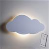 Lights4fun Applique da Muro a Pile a Forma di Nuvola Bianca Luce per Camerette dei Bambini Retroilluminata con LED Bianco Caldo con Timer e Telecomando