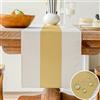 Vorysum Runner Tavolo Moderno Poliestere Impermeabile Tovaglia Antimacchia Runner Effetto Lino Lavabile Decorazione Tavolo da Pranzo Sala da Pranzo, Feste, Festival Matrimoni (Giallo, 33x120cm )