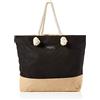 LARK STREET Borsa da Spiaggia Nero Borsone da Viaggio per Uomo e Donna in Resistente Tela di Cotone e Juta - Grande Borse da Piscina con Comodi Manici in Corda e Chiusura con Cerniera