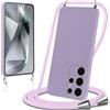 Knrlqim Cover per Samsung Galaxy S24 Ultra 5G con Cordino Custodia con Laccio Collana Tracolla Collo Corda Regolabile Liquido Silicone Antiurto AntiGraffio Protettiva Case,Viola Lilla