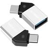 AIYEEN Adattatore USB C a USB 3.0 (Confezione da 2), Convertitore OTG Maschio a Femmina a 45 Gradi Compatibile Con MacBook Pro 2019/2018, Samsung e Altri Dispositivi USB-C, Argento
