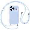 Vauki Custodia per iPhone 17 Pro Cover con Cordino,Blu Silicone Antiurto TPU Morbido Case Corda Collana Necklace Regolabile Stylish con Catena Sottile Cover per iPhone 17 Pro 6.3,Blu