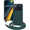 FERLAN Cover compatibile con Xiaomi Redmi K70E/Poco X6 Pro,Custodia con Laccio Collana Tracolla Collo Liquido Silicone Antiurto TPU Antiurto AntiGraffio Protettiva Case,Verde scuro