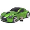 DAY DAY HAPPY mouse wireless a forma di automobile mouse per computer 1600 DPI con luce LED blu per PC portatile (Green)