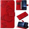 DENDICO Cover per Realme 12 PRO / PRO Plus, Antiurto Cover a Libro Con Slot per Carte, Portafoglio Custodia in PU Pelle, Rosso