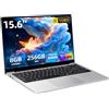 Moacreto Portatile PC 15,6 Pollici, Celeron N4000 processore 8 GB RAM LPDDR4 SSD 256 GB, Notebook schermo girevole a 180°, risoluzione FHD 1920*1080, USB 3.0, mini HDMI, slot per schede TF, WiFi Laptop